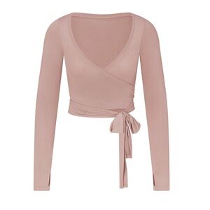 SKIMS Nike stretch knit wrap long sleeves cropped top